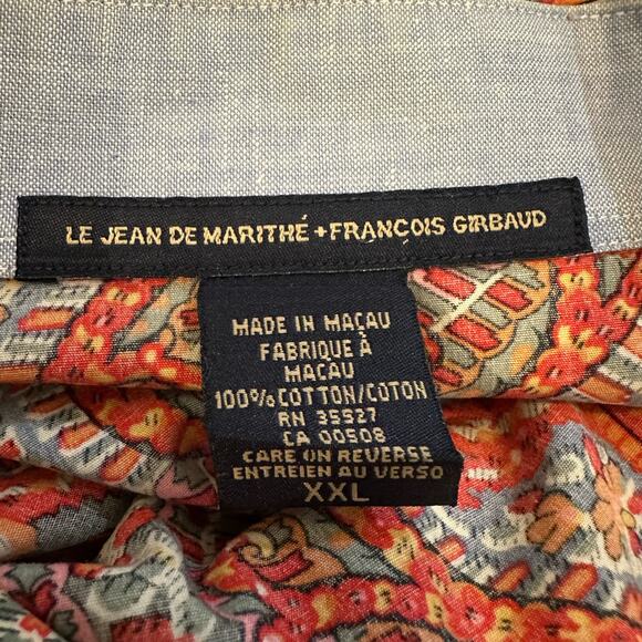 Vintage 90's Martithe + Francois Girbaud Orange Paisley Long Sleeve Shirt XXL - Picture 9 of 10